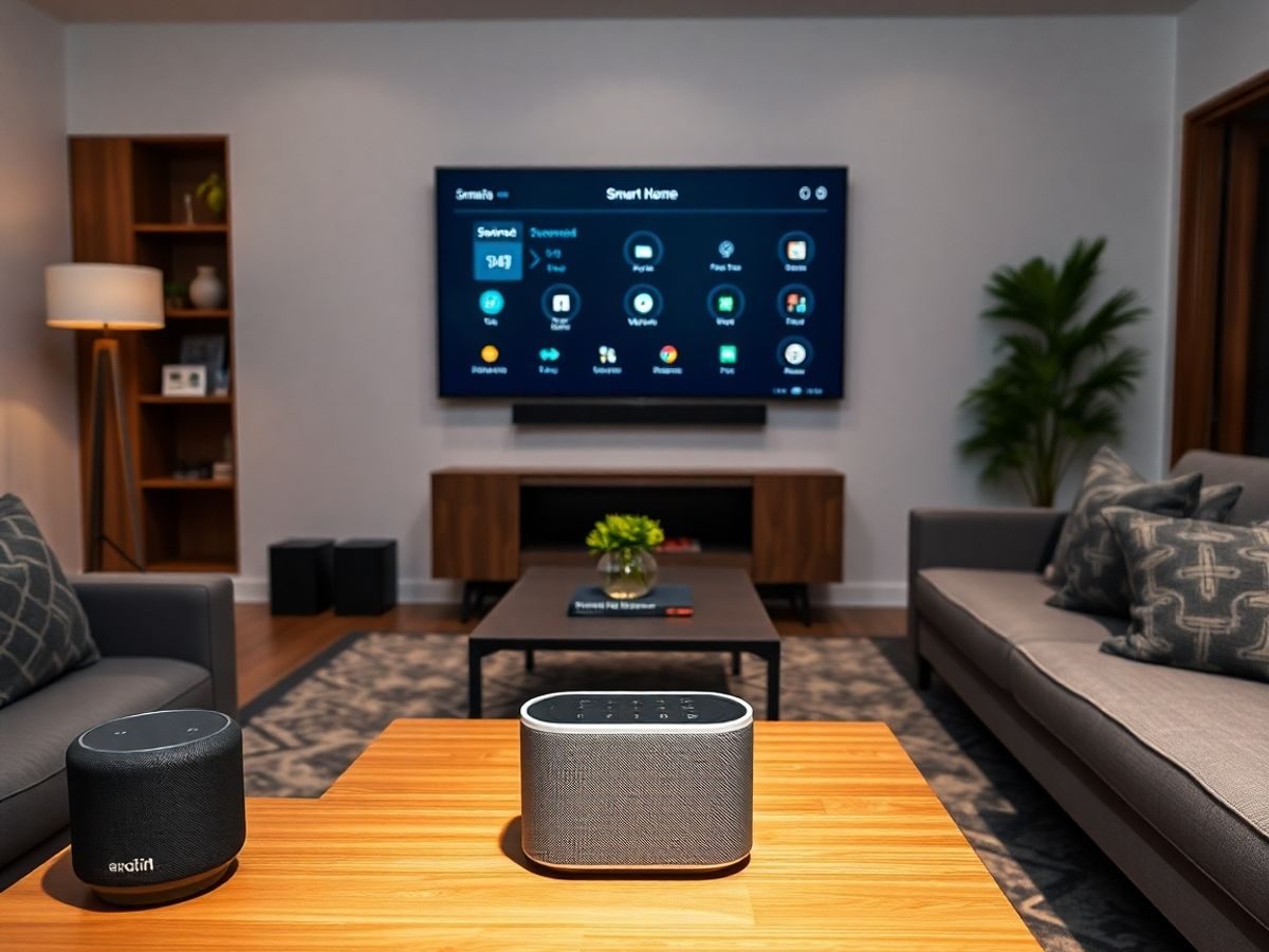 O cameră modernă cu dispozitive inteligente integrate.