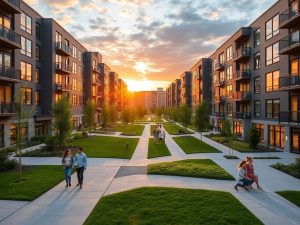 Locuințe moderne, accesibile, pentru tineri și familii, cu spații verzi.