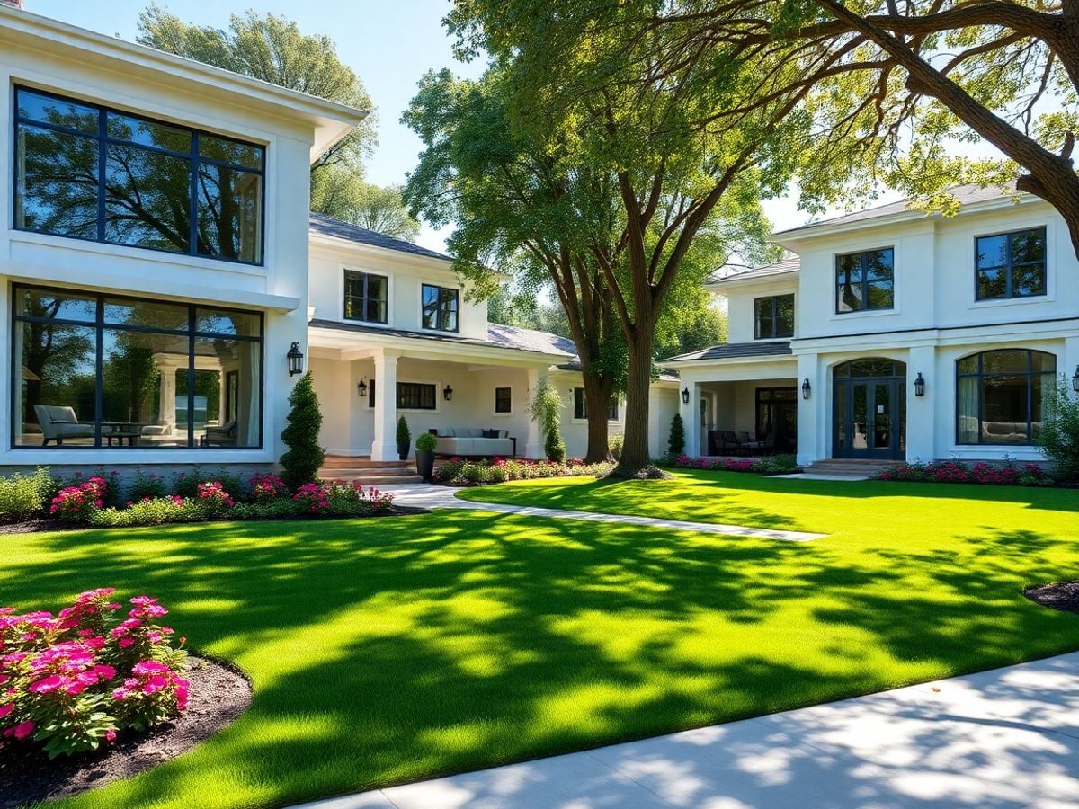 Case moderne de lux, cu grădini verzi.