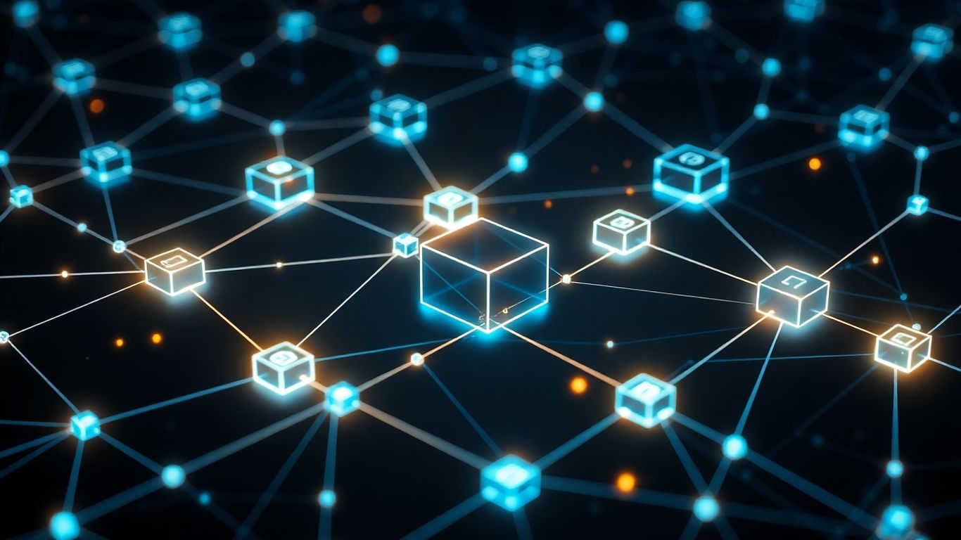 Rețea blockchain cu fluxuri de date sigure.