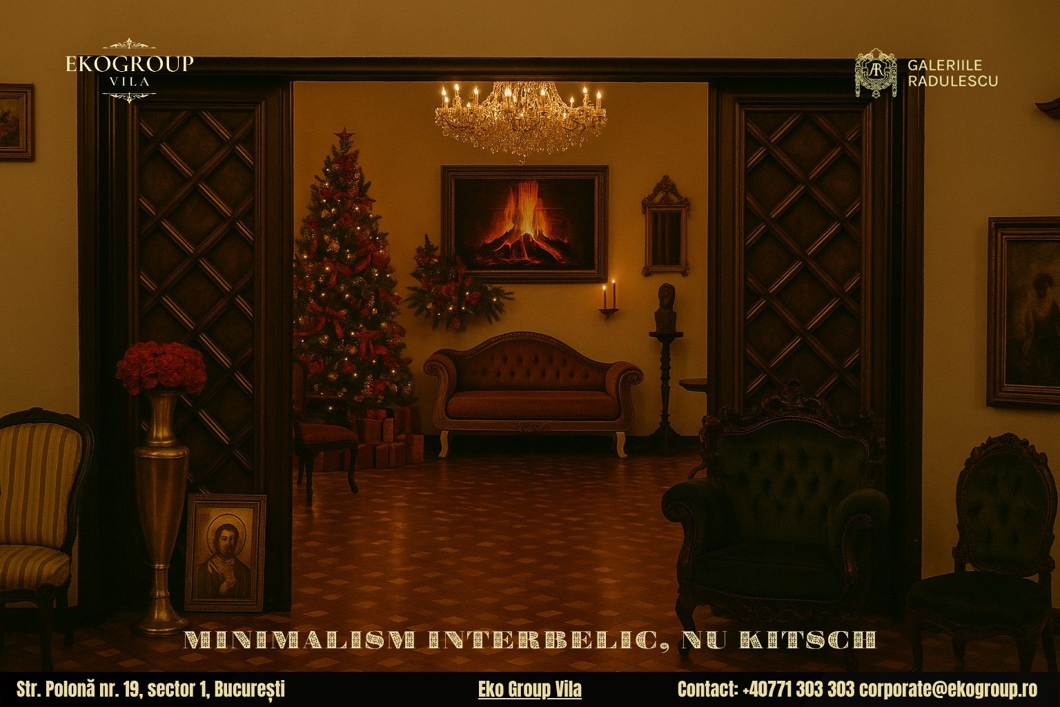 Decoratiuni de Craciun: O Evocare a Eleganței Anilor ’30 la Eko Group Vila 6 Decoratiuni de Craciun: O Evocare a Eleganței Anilor ’30 la Eko Group Vila